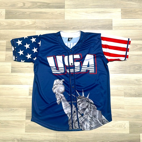 Greater Half Other - USA Baseball Jersey Donald Trump #45 2XL Stars Stripes Liberty America MAGA
